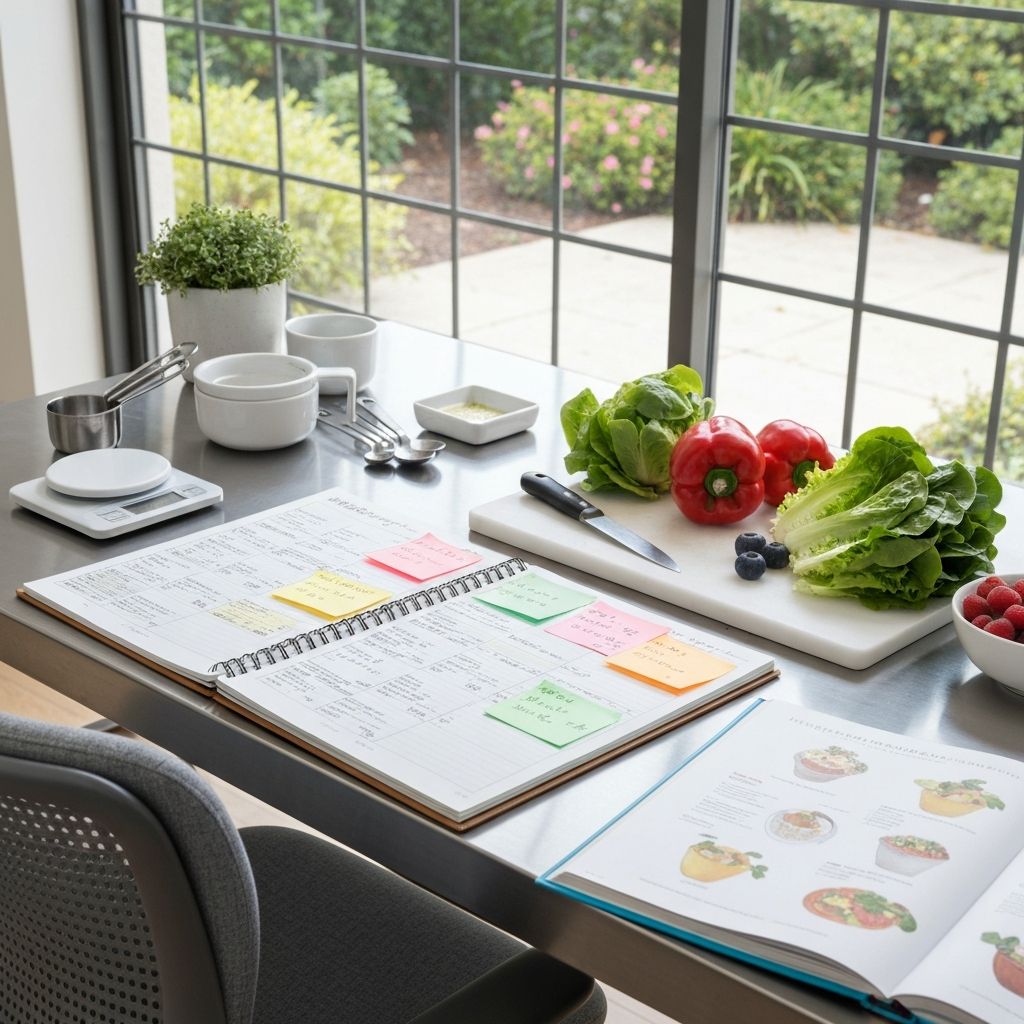 Organized meal planning workspace